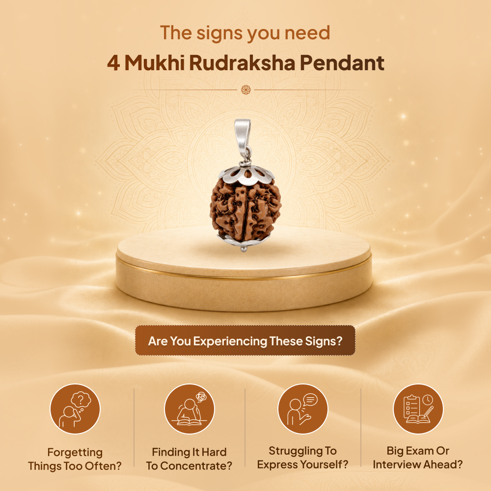 4 Mukhi Rudraksha Pendant- Nepali