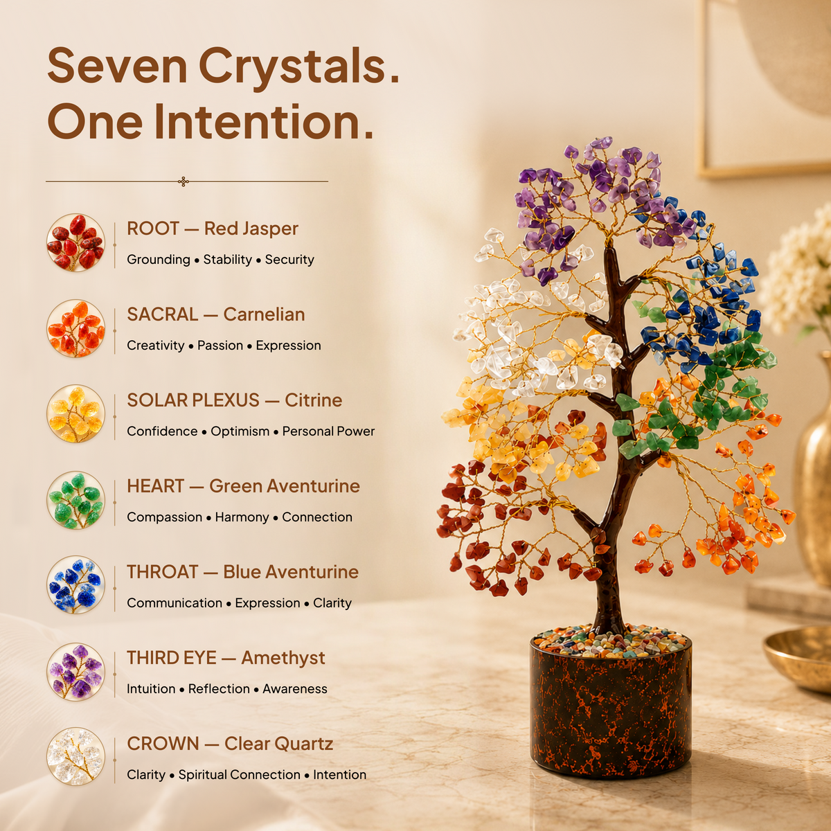 Seven Chakra Crystal Tree
