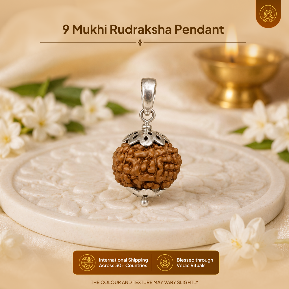 9 Mukhi Rudraksha Pendant- Nepali