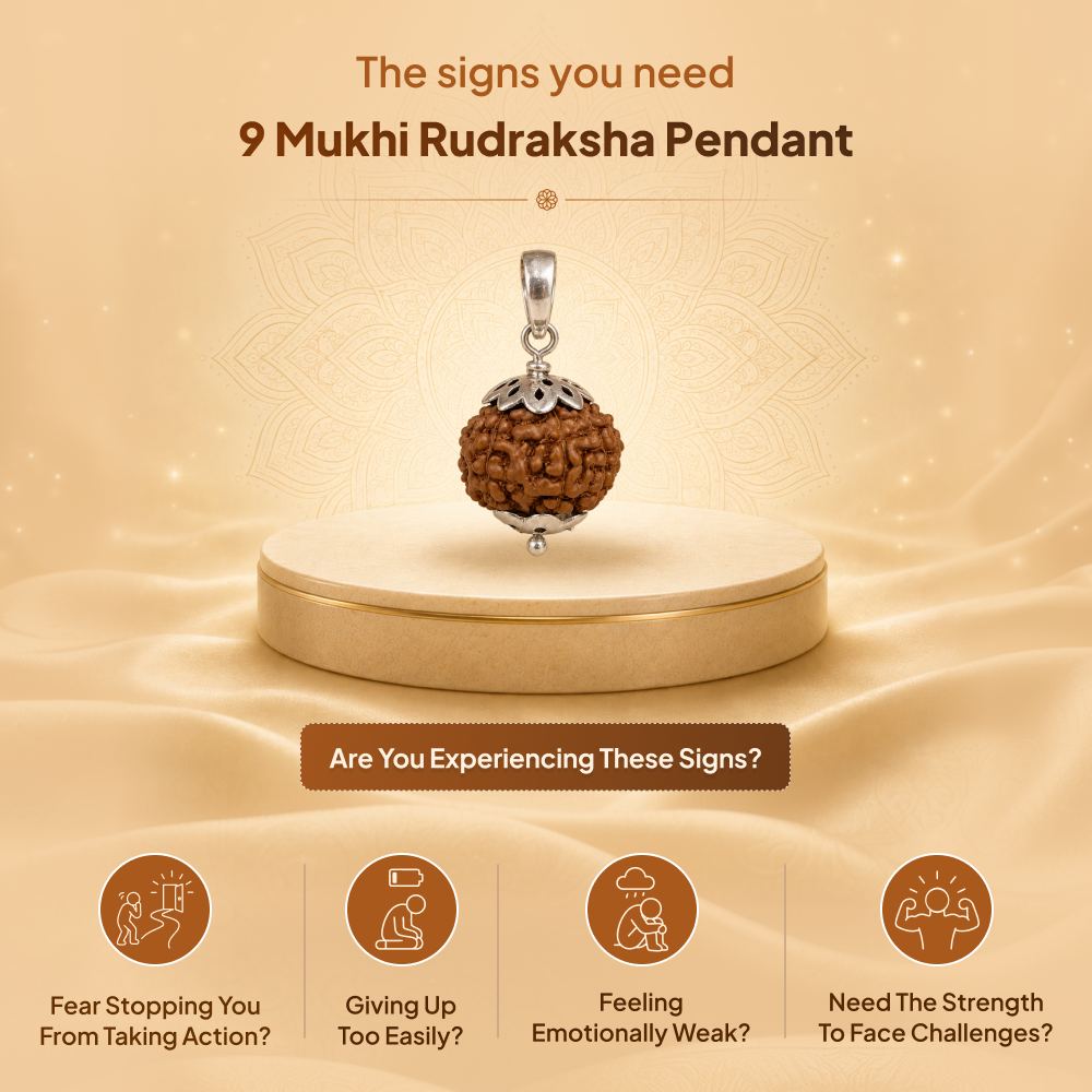 9 Mukhi Rudraksha Pendant- Nepali