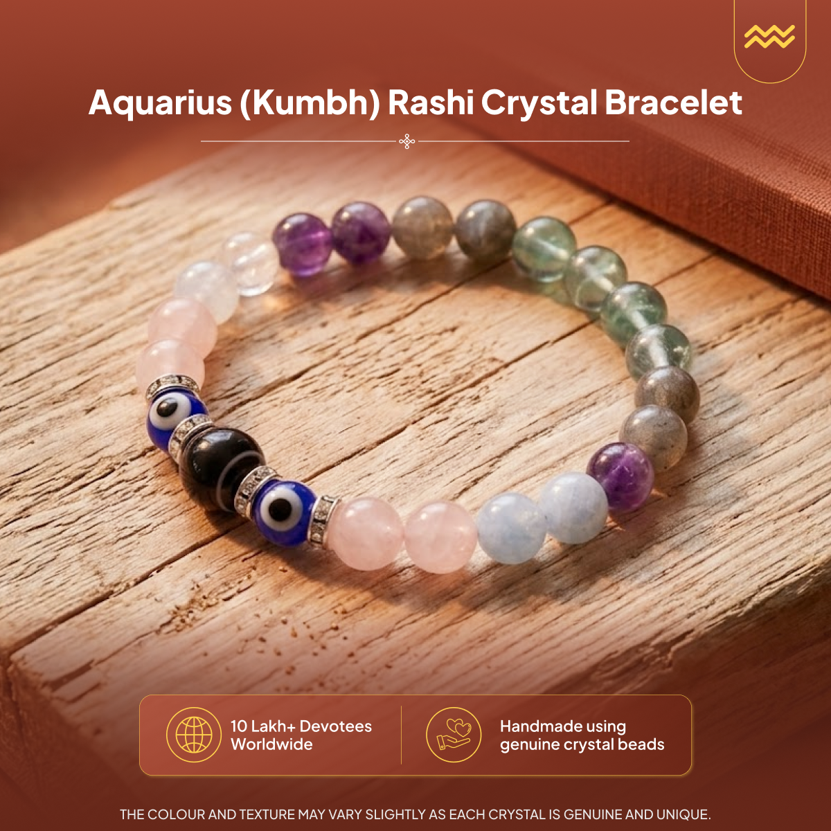 Kumbh (Aquarius) Rashi Crystal Bracelet