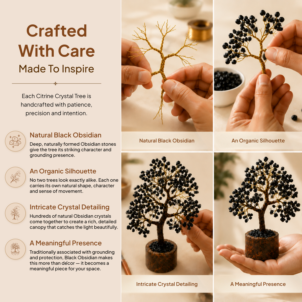 Black Obsidian Crystal Tree