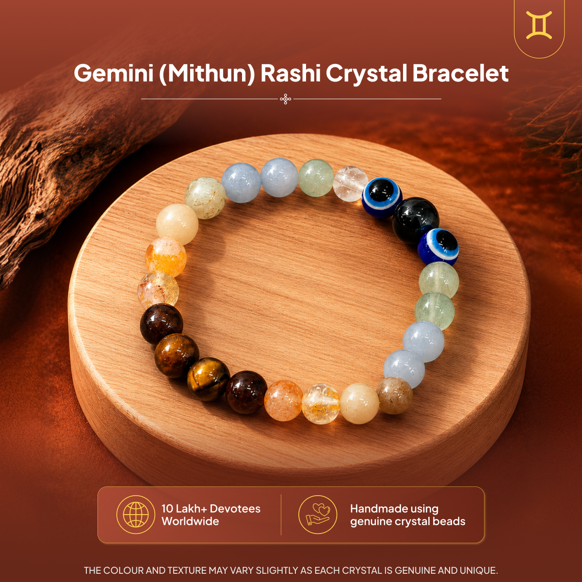 Mithun (Gemini) Rashi Crystal Bracelet