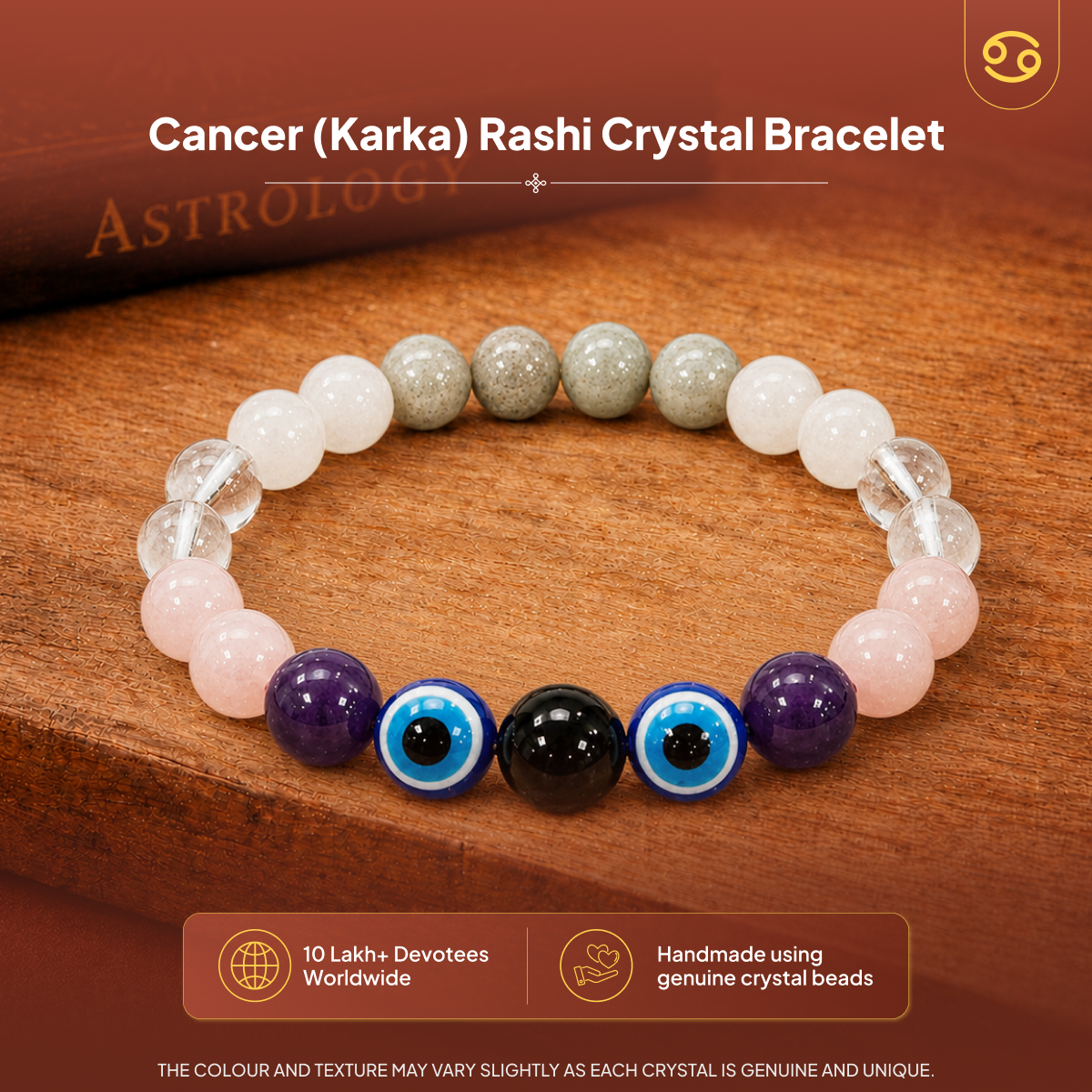 Karka (Cancer) Rashi Crystal Bracelet
