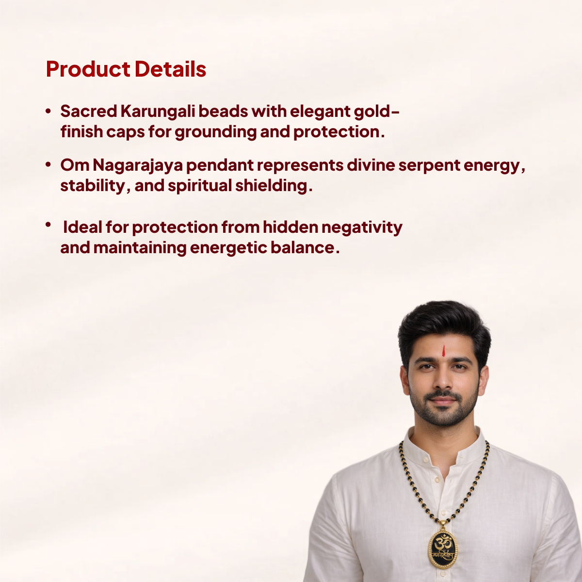 Karungali Gold Cap Mala with Om Nagarajaya Pendant
