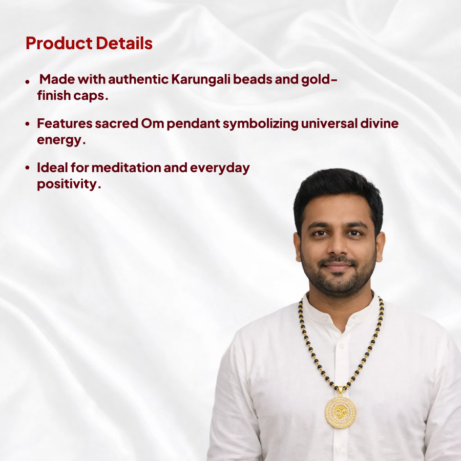 Karungali Gold Cap Mala with Om Pendant