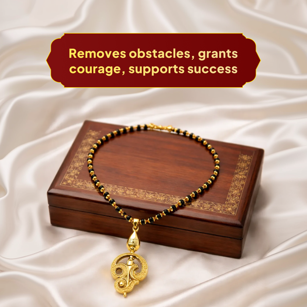 Karungali Gold Cap Mala with Vel Pendant