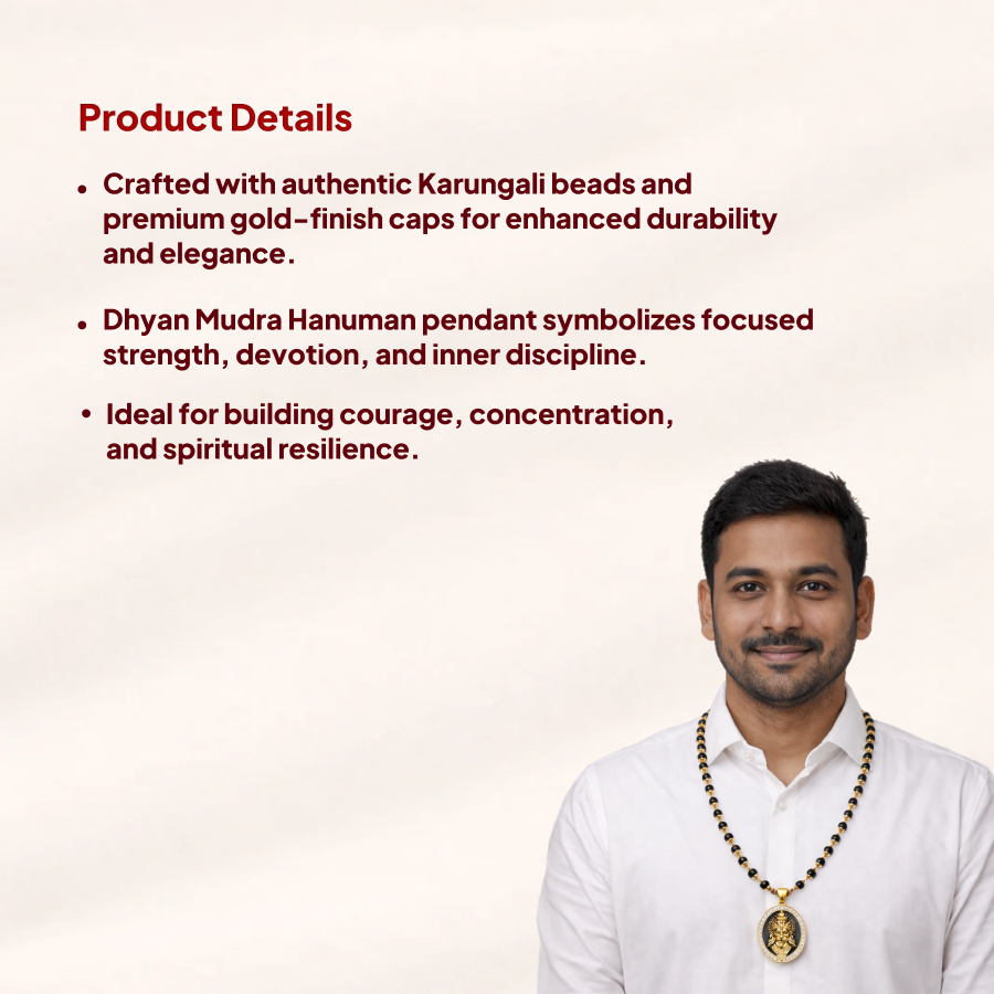 Karungali Gold Cap Mala with Hanuman Shakti Aura Pendant