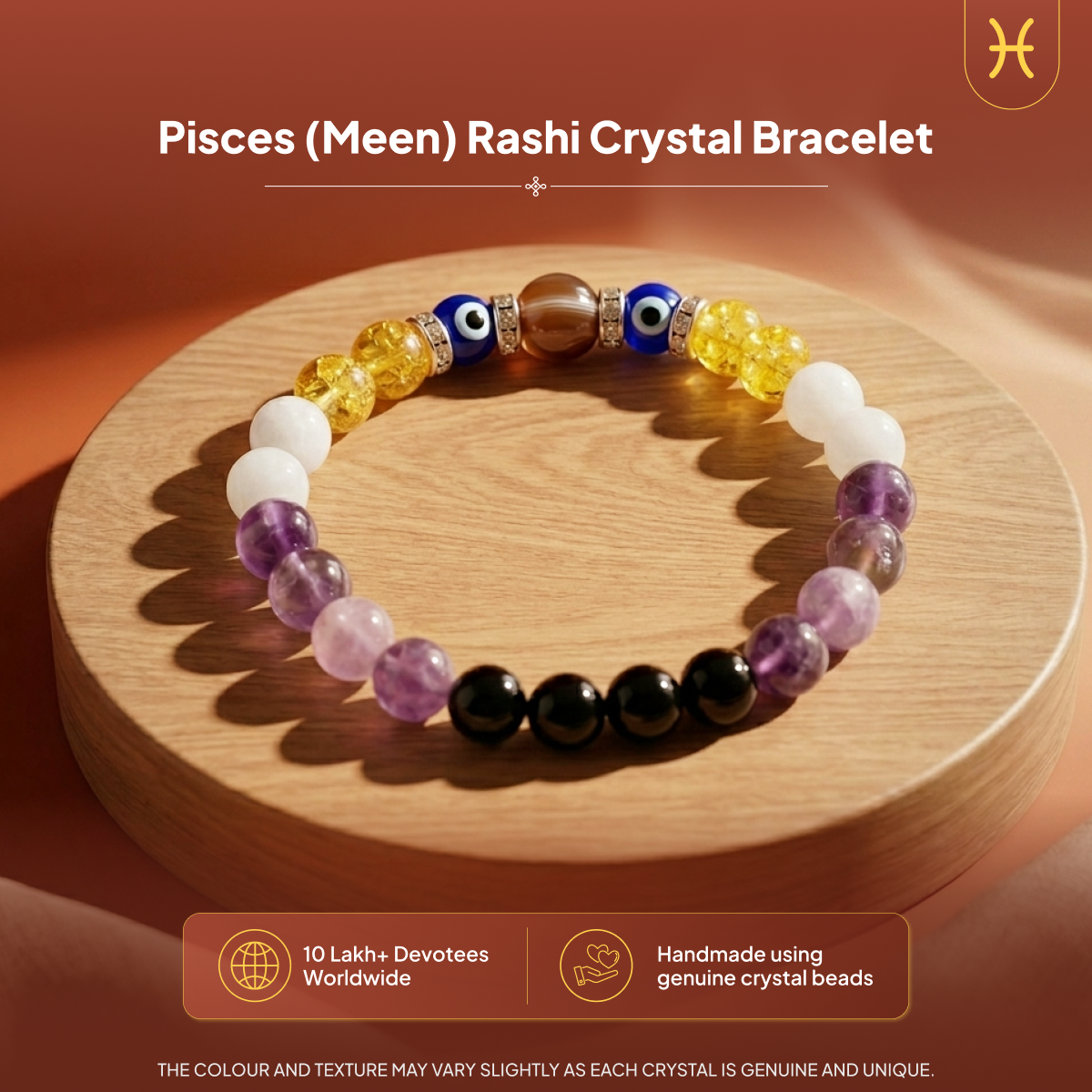 Meen (Pisces) Rashi Crystal Bracelet