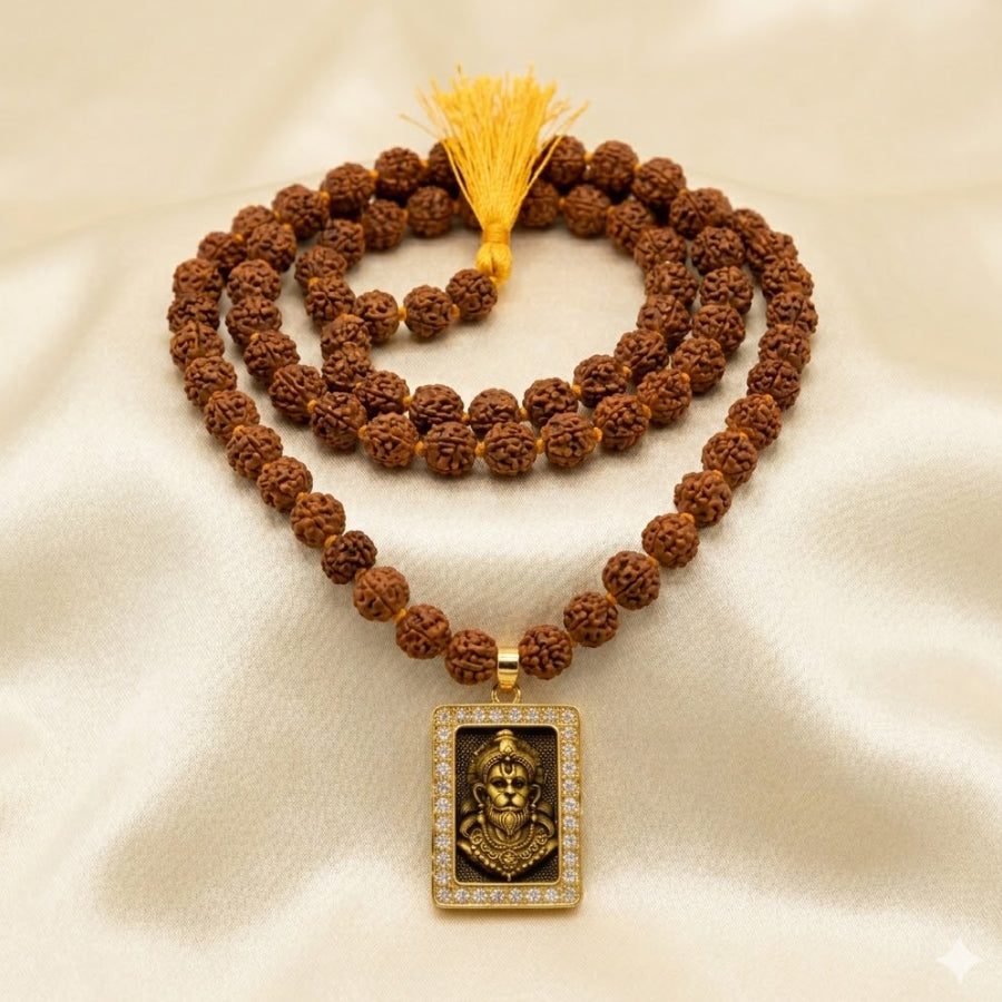 Rudraksha Mala with Hanuman Pendant