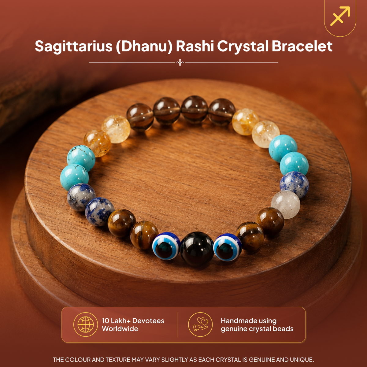 Dhanu (Sagittarius) Rashi Crystal Bracelet